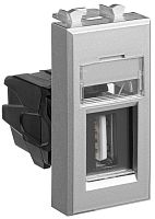 Розетка USB тип А модульная DKC Avanti 1-м. 1 мод. 3000мА закаленная сталь картинка